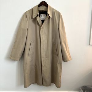 LONDON FOG Vintage Men's Tan Trench Coat, Removable Teddy Lining Size 40 Regular